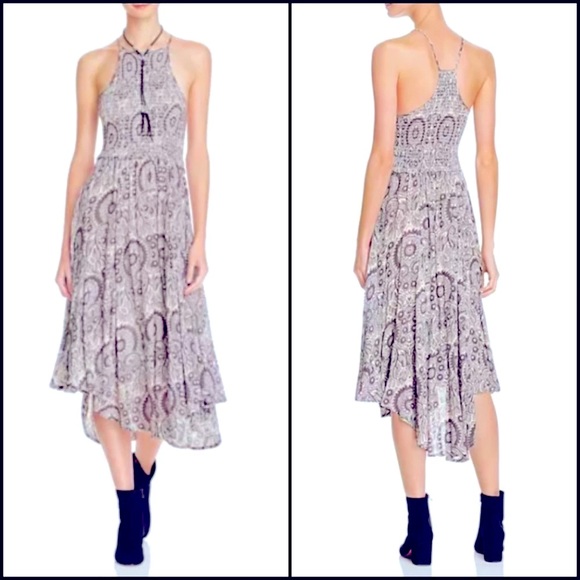 Free People Smocked Boho Paisley Print Midi Dress - Picture 5 of 11